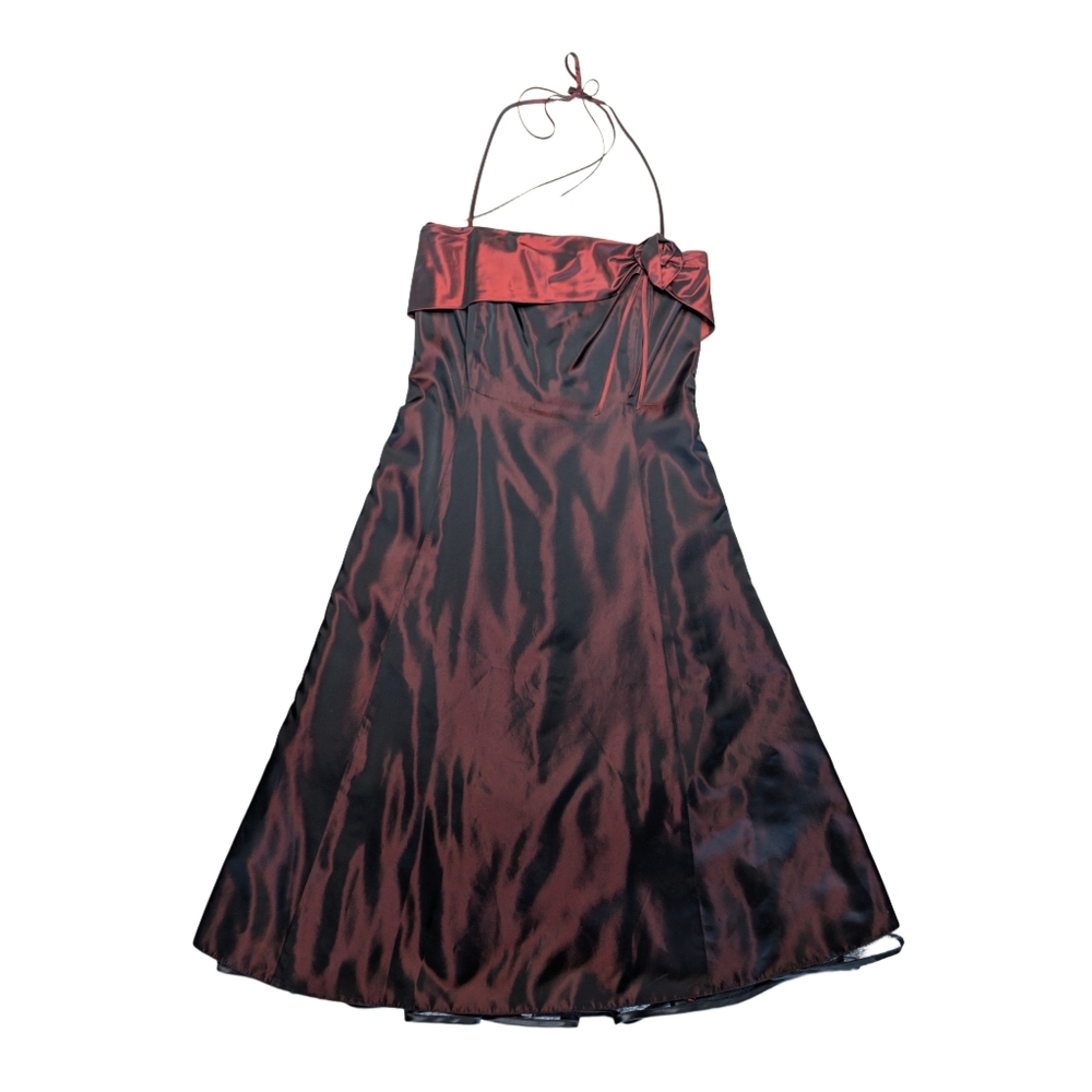 Your Sixth Sense Woman's UK 12 Red Black‎ Shift Tea Length Halter Party Dress